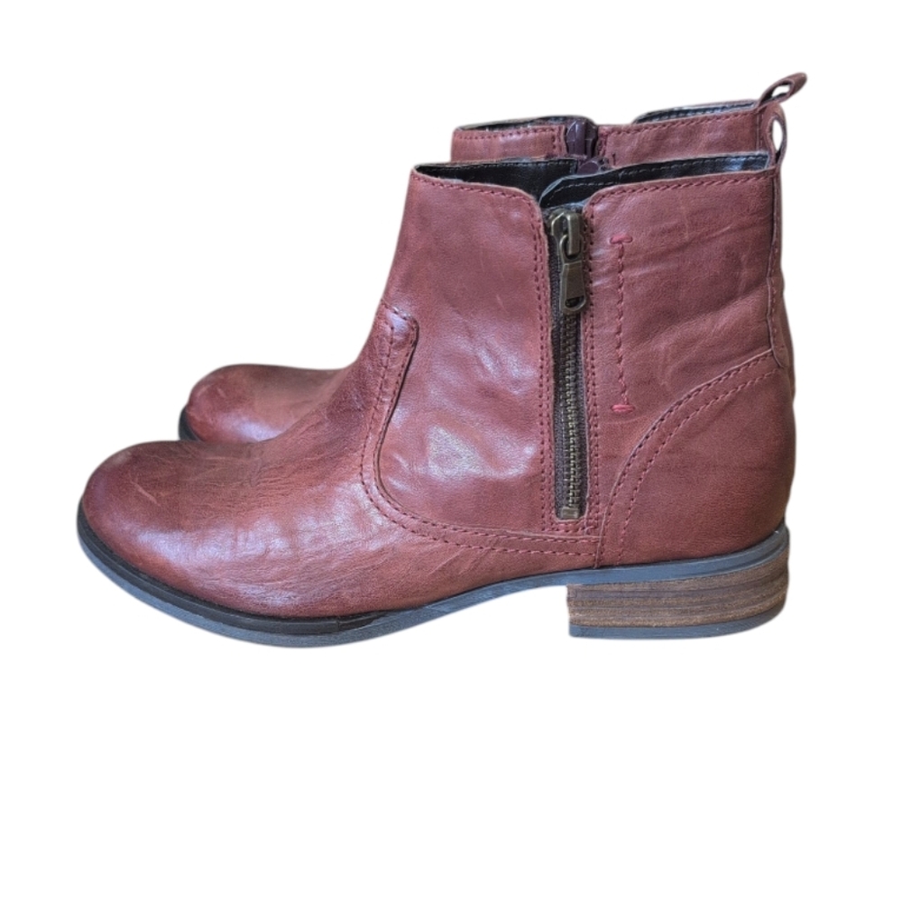 Josef Seibel Boots Women's 9.5 Brown Leather Ankle Boots Zip Up Side Fur Lining